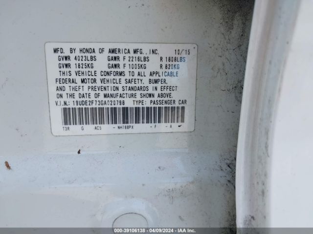 2016 ACURA ILX 19UDE2F73GA020798 Photo 8