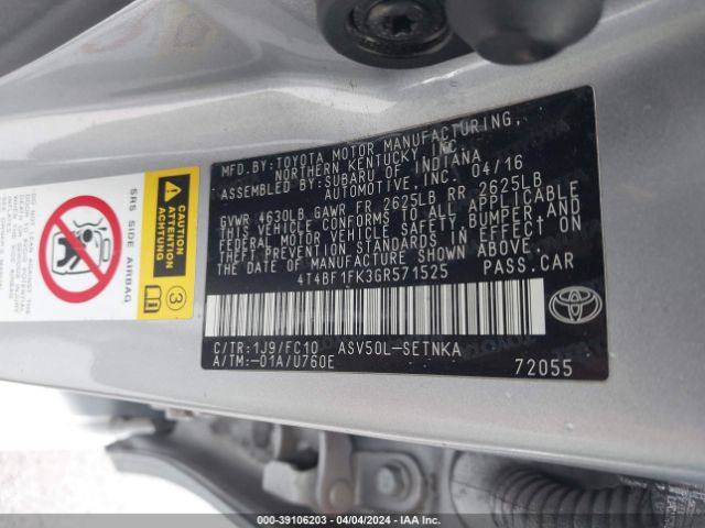 4T4BF1FK3GR571525 Toyota CAMRY LE