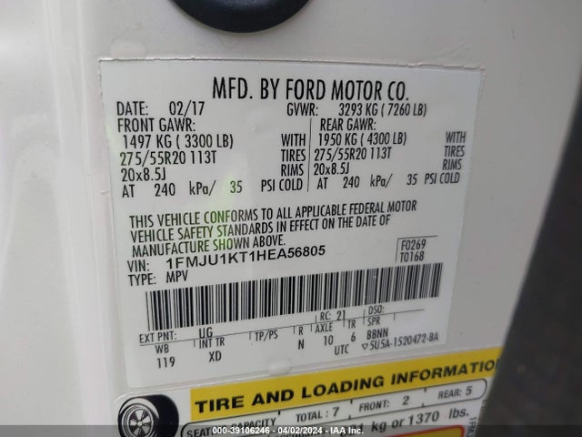 Ford Expedition Limited 2017 1FMJU1KT1HEA56805 Image 9