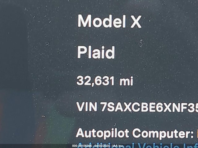 7SAXCBE6XNF353131 Tesla Model X Plaid Tri Motor All-wheel Drive