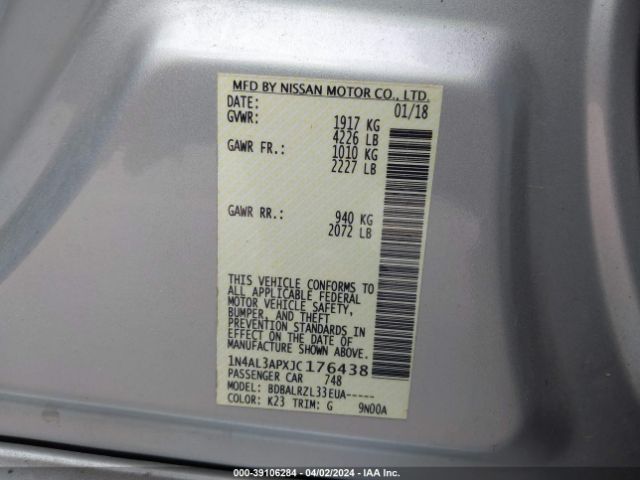 1N4AL3APXJC176438 Nissan Altima 2.5 Sl
