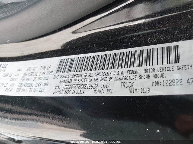 RAM 1500 Limited  4x4 5'7 Box 2019 1C6SRFHT2KN612620 Image 9
