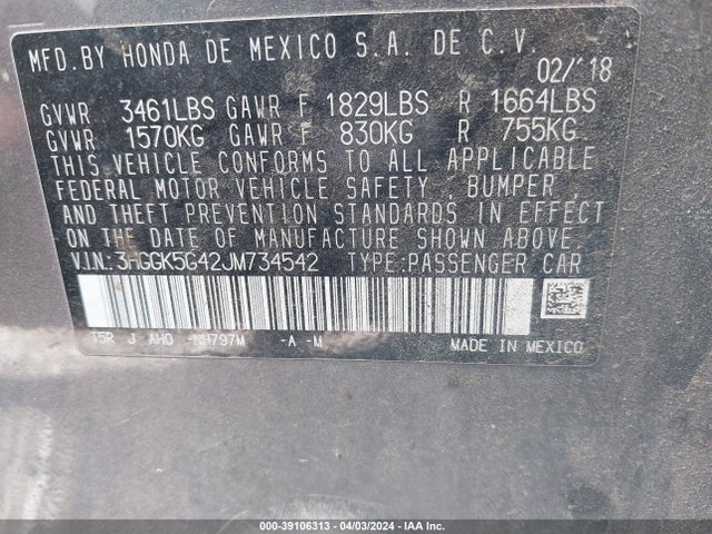 Honda FIT LX 2018 3HGGK5G42JM734542 Image 9