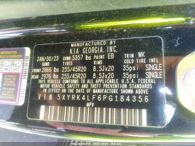 KIA SORENTO SX 2023 5XYRK4LF6PG184356 Image 9