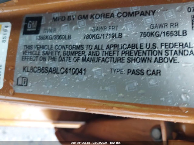 Chevrolet Spark Fwd Ls Automatic 2020 KL8CB6SA8LC410041 Image 9