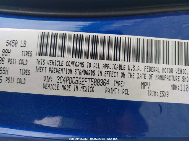 Dodge Journey Sxt 2015 3C4PDCBG2FT588364 Image 9