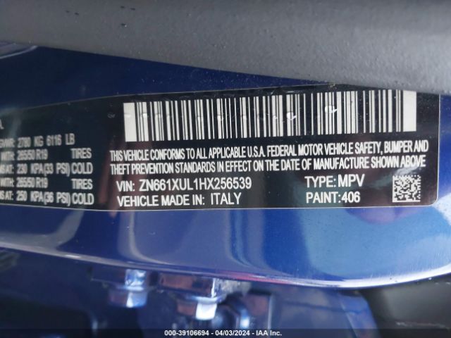 ZN661XUL1HX256539 Maserati Levante