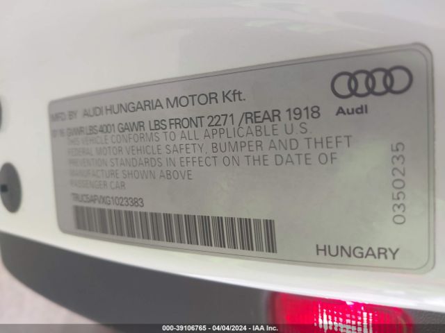 TRUC5AFVXG1023383 Audi Tt 2.0t