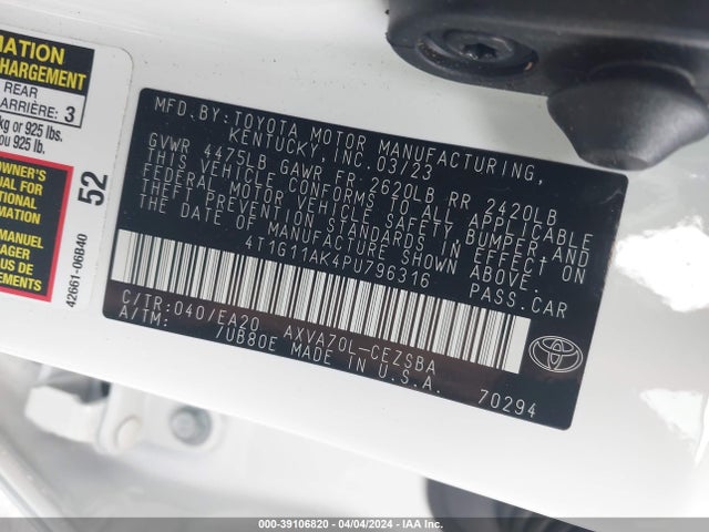 Toyota CAMRY SE 2023 4T1G11AK4PU796316 Image 9