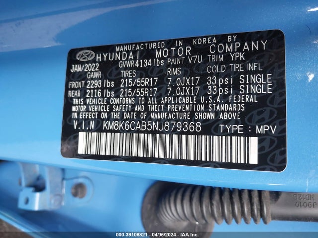 Hyundai Kona Sel 2022 KM8K6CAB5NU879368 Image 9
