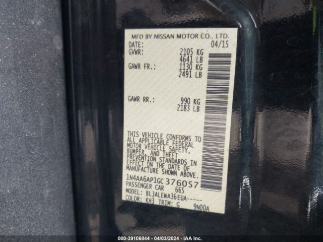1N4AA6AP1GC376057 Nissan Maxima 3.5 Sl