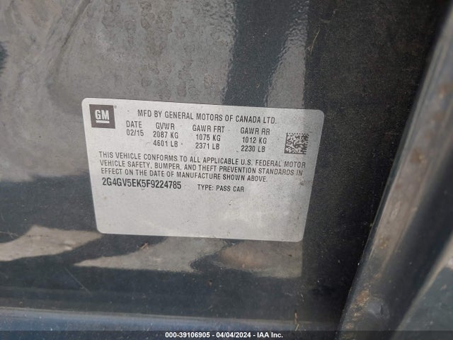 Buick Regal 1fl 2015 2G4GV5EK5F9224785 Image 9