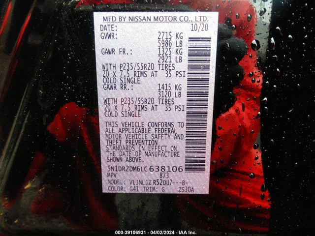 Nissan Pathfinder Platinum 4wd 2020 5N1DR2DM6LC638106 Image 9