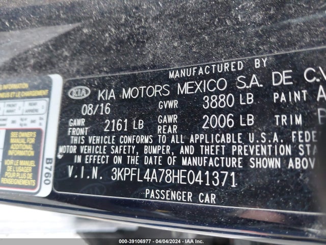 KIA FORTE LX 2017 3KPFL4A78HE041371 Image 9