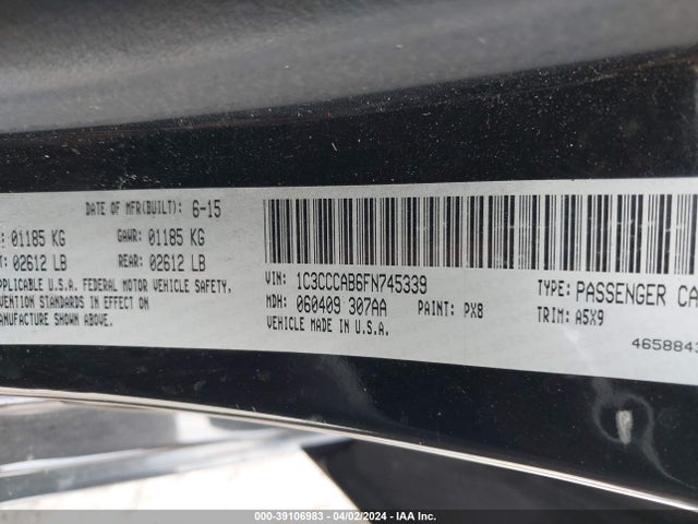 Chrysler 200 Limited 2015 1C3CCCAB6FN745339 Image 9