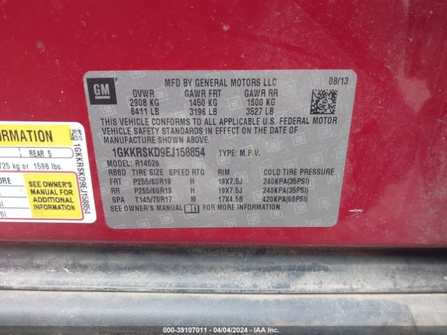 1GKKRSKD9EJ158854 GMC Acadia Slt-2