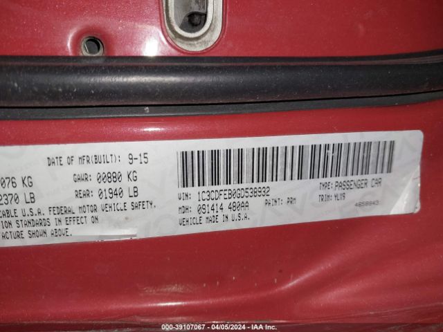 1C3CDFEB0GD538932 Dodge DART GT