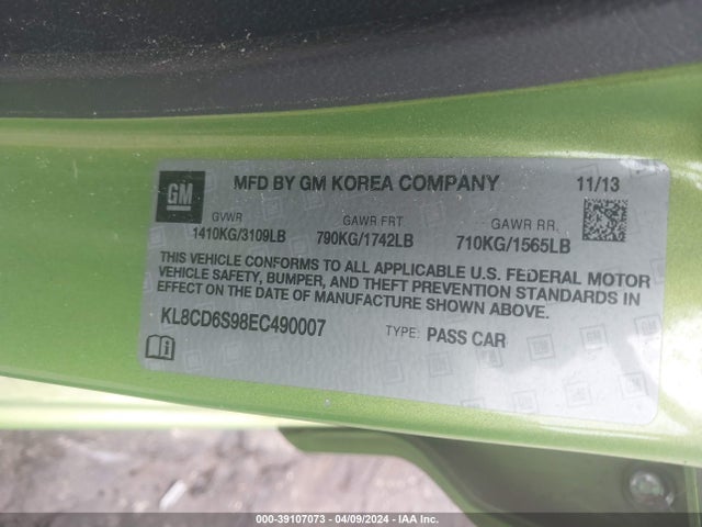 Chevrolet Spark 1lt Auto 2014 KL8CD6S98EC490007 Image 9