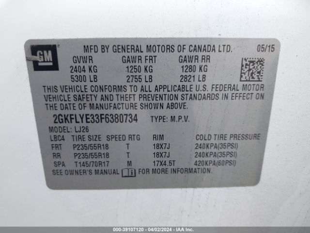 2GKFLYE33F6380734 GMC Terrain Slt-2