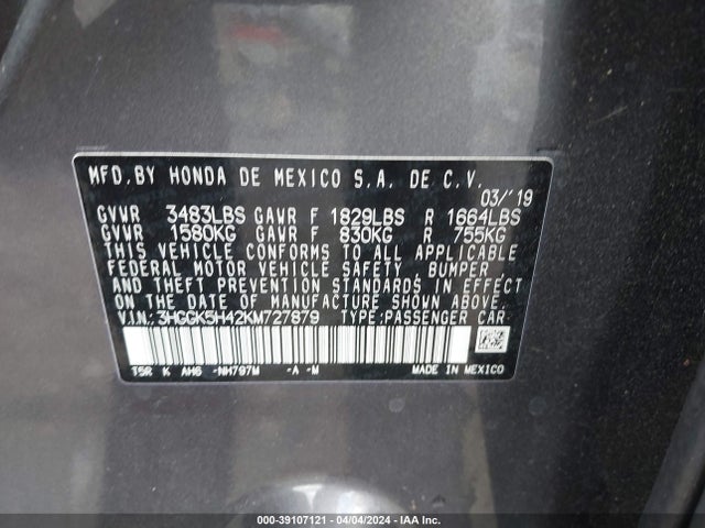 Honda FIT LX 2019 3HGGK5H42KM727879 Image 9