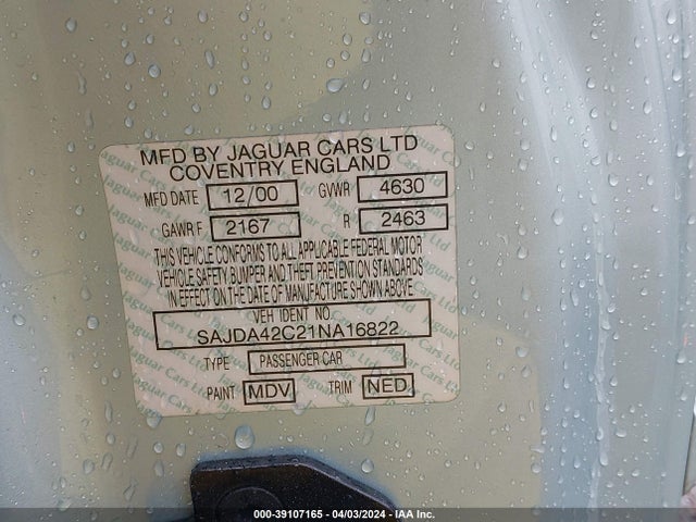 2001 JAGUAR XK8 SAJDA42C21NA16822 Photo 8