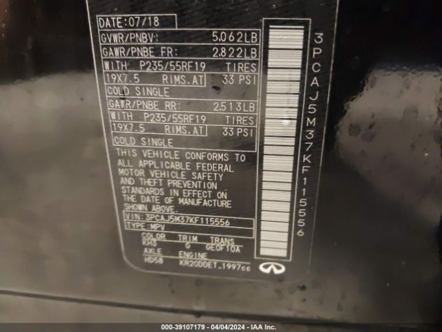 3PCAJ5M37KF115556 Infiniti Qx50 Luxe