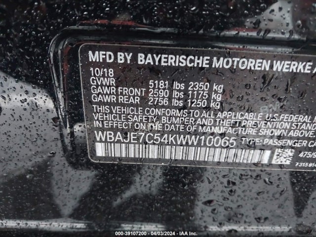 WBAJE7C54KWW10065 BMW 540i Xdrive