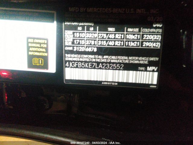 4JGFB5KE7LA232552 Mercedes-Benz Gle 450 4matic