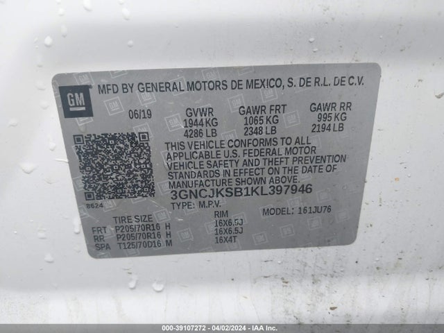 Chevrolet TRAX LS 2019 3GNCJKSB1KL397946 Image 9