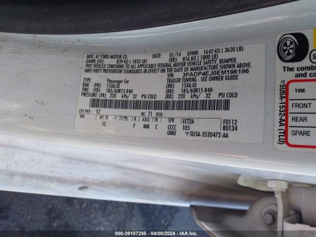 3FADP4EJ0EM196196 Ford FIESTA SE