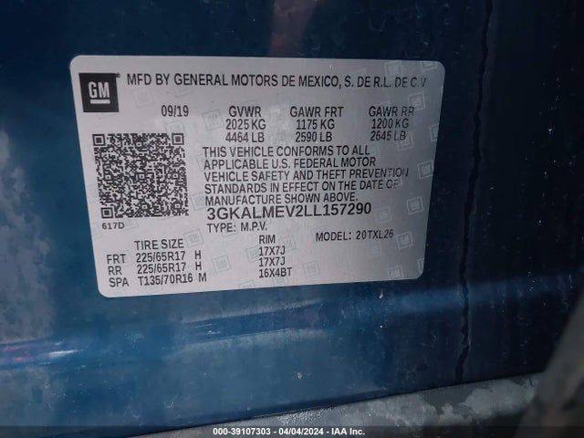 GMC Terrain Fwd Sle 2020 3GKALMEV2LL157290 Image 9