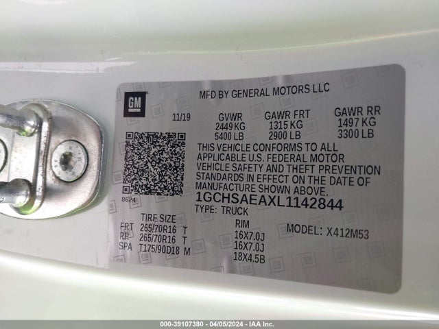 Chevrolet Colorado 2wd  Long Box Base 2020 1GCHSAEAXL1142844 Image 9