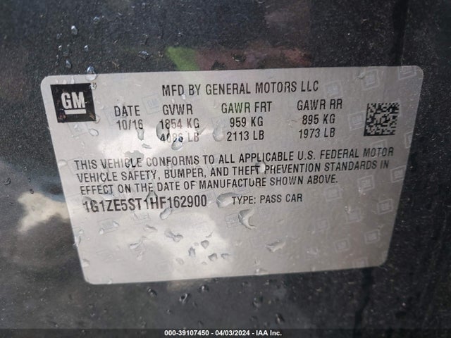 Chevrolet MALIBU 1LT 2017 1G1ZE5ST1HF162900 Image 9