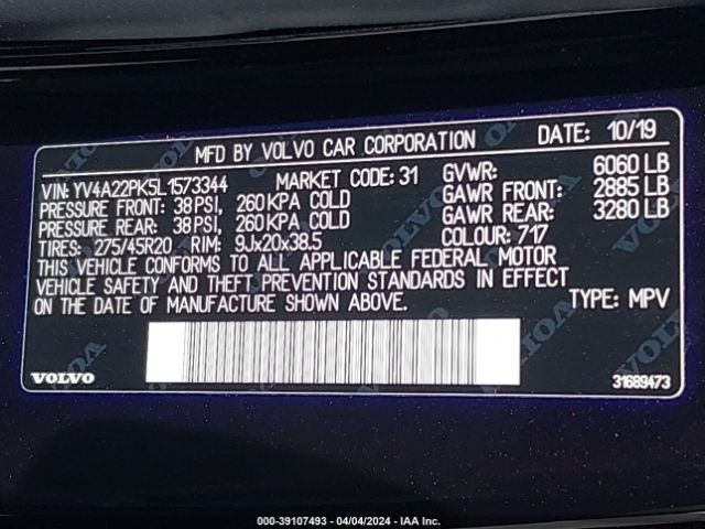 YV4A22PK5L1573344 Volvo Xc90 T6 Momentum 7 Passenger