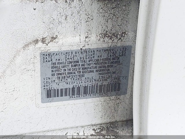 Nissan SENTRA S 2014 3N1AB7AP7EY278090 Image 9