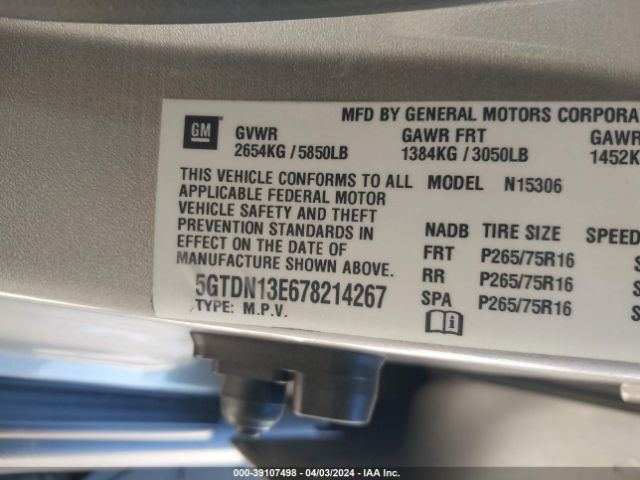 2007 HUMMER H3 SUV 5GTDN13E678214267 Photo 8