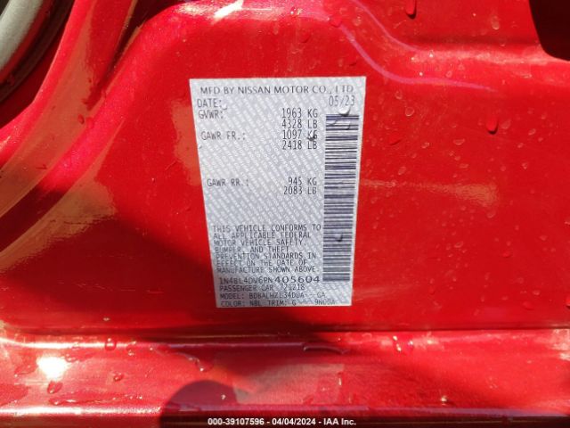 1N4BL4DV6PN405604 Nissan Altima Sv Fwd