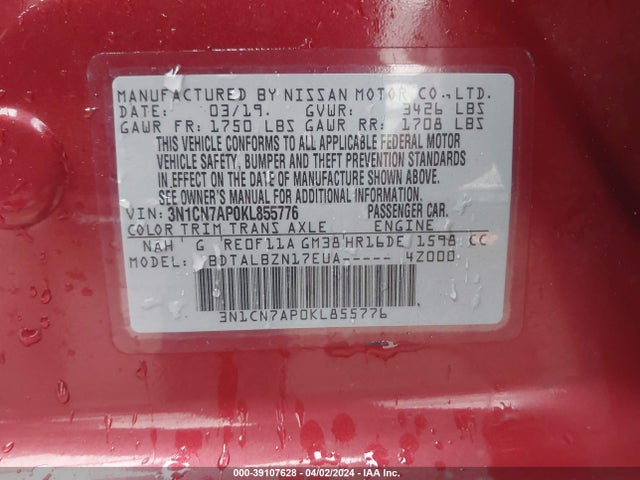 Nissan Versa 1.6 Sv 2019 3N1CN7AP0KL855776 Image 9
