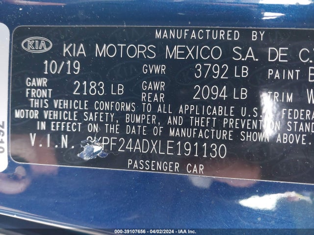 KIA Forte Lxs 2020 3KPF24ADXLE191130 Image 9