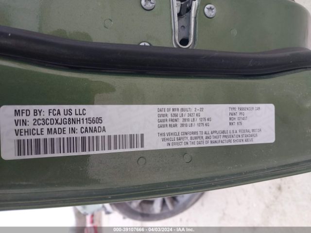 2022 DODGE CHARGER 2C3CDXJG8NH115605 Photo 8