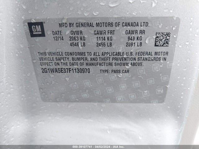 Chevrolet Impala Limited Ls 2015 2G1WA5E37F1130970 Image 9