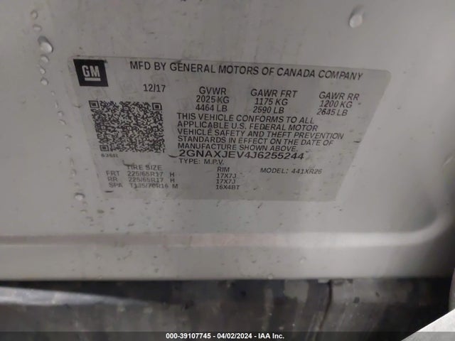 Chevrolet EQUINOX LT 2018 2GNAXJEV4J6255244 Image 9