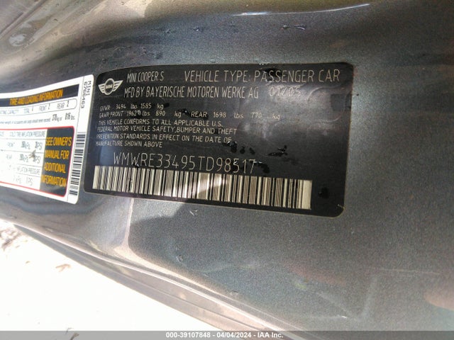 2005 MINI COOPER S WMWRE33495TD98517 Photo 8