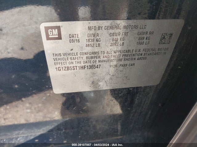 Chevrolet MALIBU LS 2017 1G1ZB5ST1HF136547 Image 9