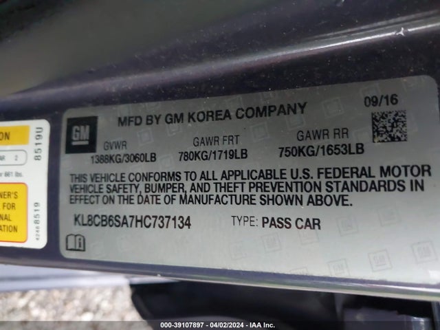 Chevrolet Spark Ls Cvt 2017 KL8CB6SA7HC737134 Image 9