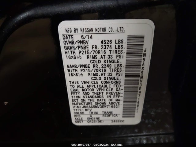 Nissan Rogue Select S 2014 JN8AS5MV3EW716921 Image 9