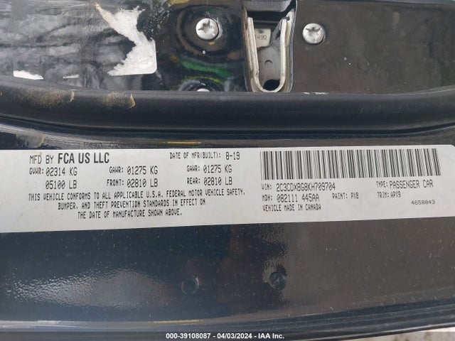 Dodge Charger Sxt Rwd 2019 2C3CDXBG8KH709704 Image 9