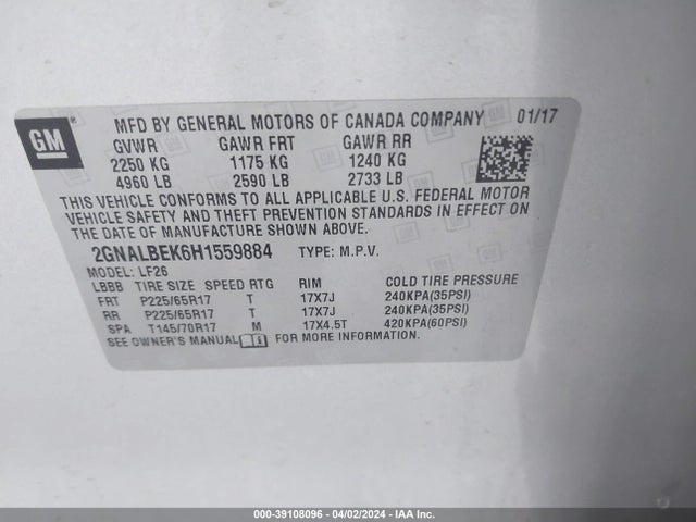 Chevrolet EQUINOX LS 2017 2GNALBEK6H1559884 Image 9
