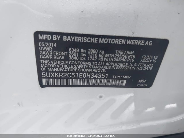 BMW X5 Sdrive35i 2014 5UXKR2C51E0H34351 Image 9