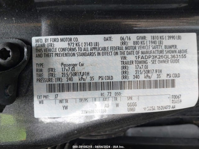Ford FOCUS SE 2016 1FADP3K26GL363155 Image 9